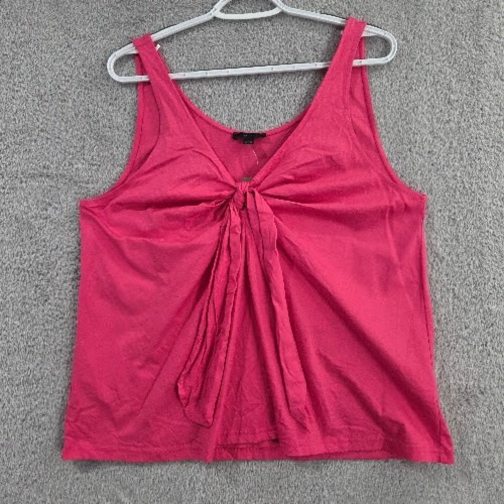 J.Crew Cotton Tie Front Tank Top LG NWT Hot Pink Knot Front V-Neck Summer Cami
